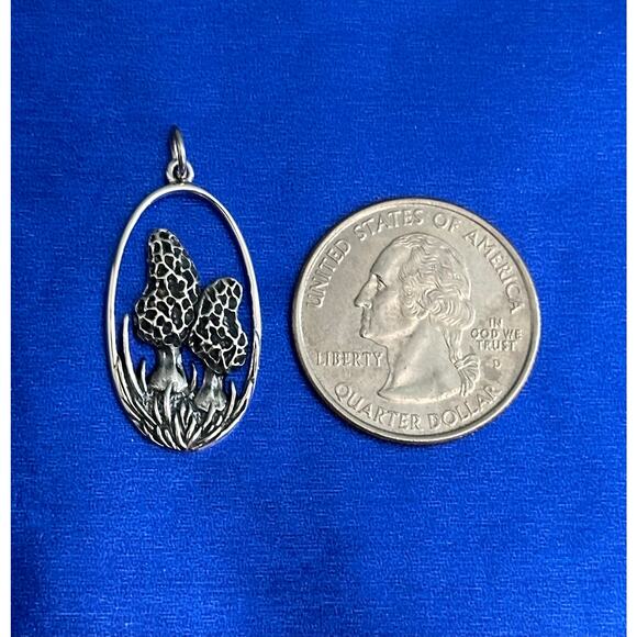 Sterling Silver Morel Mushroom Charm, Silver Morel Mushroom Charm - Picture 3 of 4